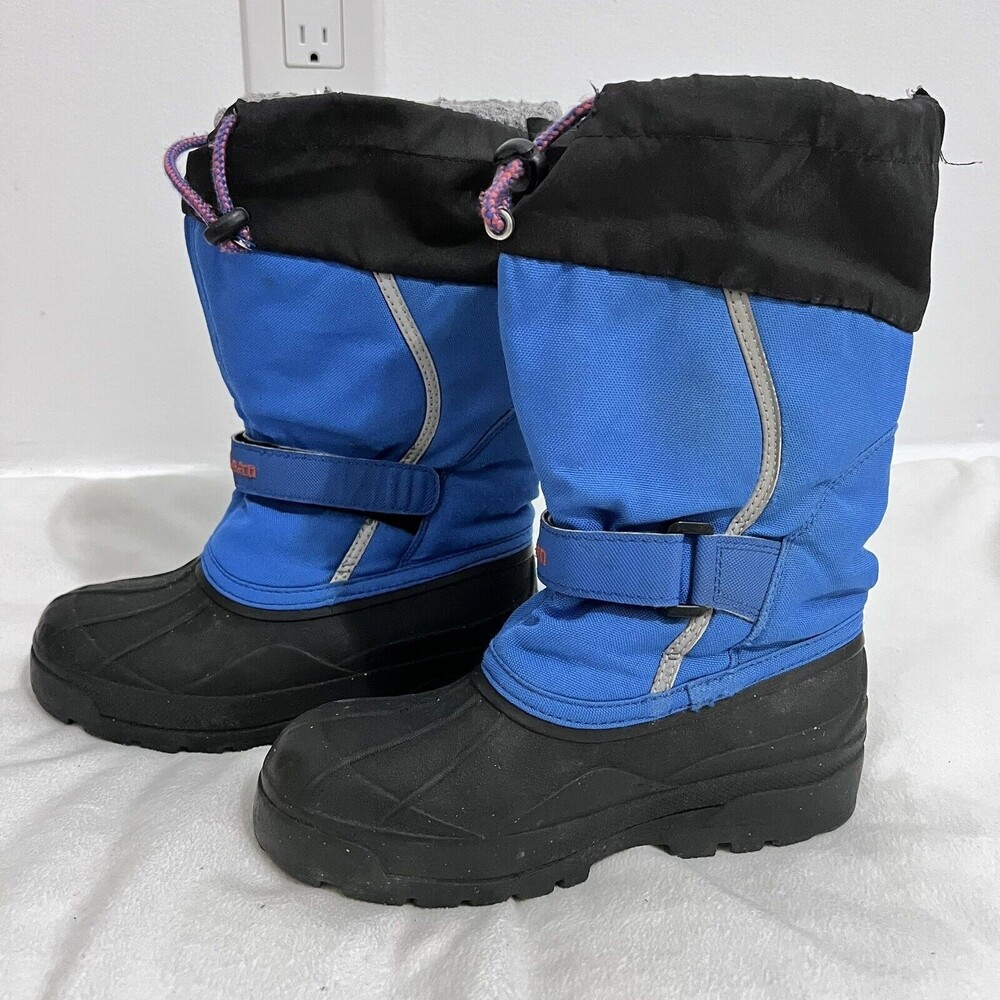 LL Bean Winter Snow Boots Kids Size 3 Blue and Black Water Resist.